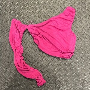 Super down asymmetric long sleeve purple crop top